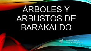 RBOLES Y ARBUSTOS DE BARAKALDO Haizea Rey Snchez