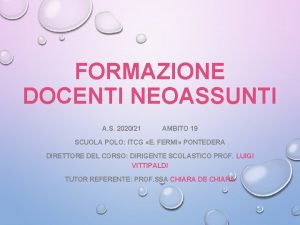 FORMAZIONE DOCENTI NEOASSUNTI A S 202021 AMBITO 19