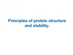 Principles of protein structure and stability Polypeptide bond