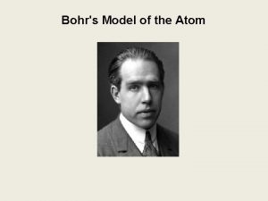 Bohrs Model of the Atom Bohrs Model of