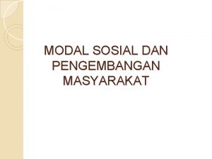 Modal sosial menurut coleman