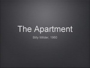 The Apartment Billy Wilder 1960 Billy Wilder Over