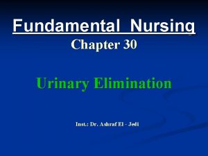 Fundamental Nursing Chapter 30 Urinary Elimination Inst Dr