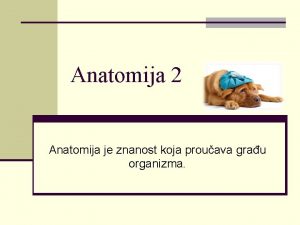 Anatomija 2 Anatomija je znanost koja prouava grau