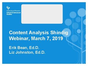 Content Analysis Shindig Webinar March 7 2019 Erik