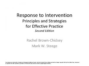 Response to Intervention Principles and Strategies for Effective