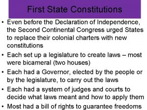 First State Constitutions Even before the Declaration of