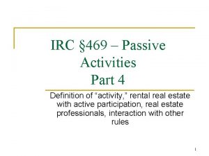 IRC 469 Passive Activities Part 4 Definition of