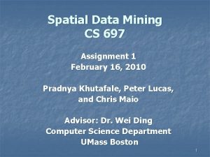 Spatial Data Mining CS 697 Assignment 1 February