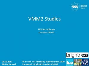 VMM 2 Studies Michael Lupberger Dorothea Pfeiffer 20