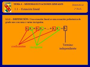 TEMA 1 SISTEMAS ECUACIONES LINEALES 1 1 Ecuacin