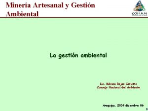 Minera Artesanal y Gestin Ambiental La gestin ambiental