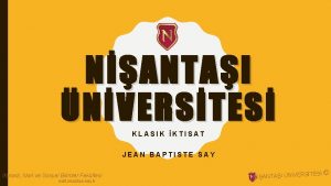 NANTAI NVERSTES KLASIK KTISAT JEAN BAPTISTE SAY ktisadi