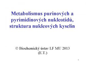 Metabolismus purinovch a pyrimidinovch nukleotid struktura nukleovch kyselin