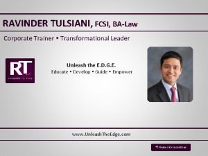 RAVINDER TULSIANI FCSI BALaw Corporate Trainer Transformational Leader