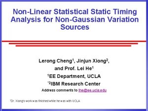 NonLinear Statistical Static Timing Analysis for NonGaussian Variation