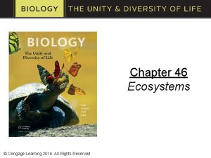 Chapter 46 Ecosystems Cengage Learning 2016 All Rights