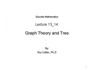 Discrete Mathematics Lecture 1314 Graph Theory and Tree