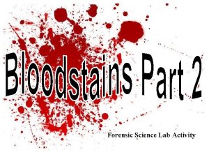 Forensic Science Lab Activity Bloodstains Transfer Passive Projected