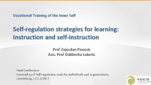 Vocational Training of the Inner Selfregulation strategies for