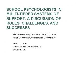SCHOOL PSYCHOLOGISTS IN MULTITIERED SYSTEMS OF SUPPORT A