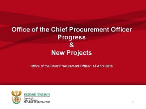 Office of the Chief Procurement Officer Progress New