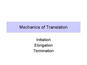 Mechanics of Translation Initiation Elongation Termination 3 sites