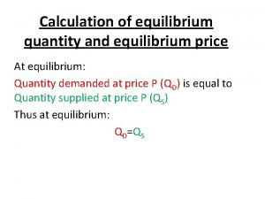 Equilibrium price formula