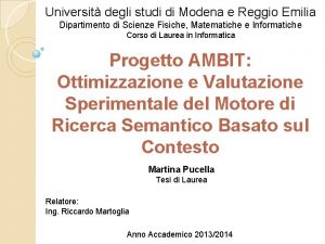 Universit degli studi di Modena e Reggio Emilia