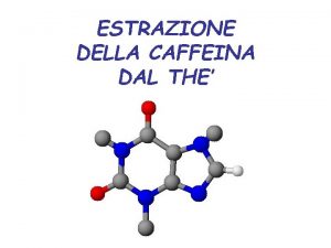 ESTRAZIONE DELLA CAFFEINA DAL THE Brevi cenni storici