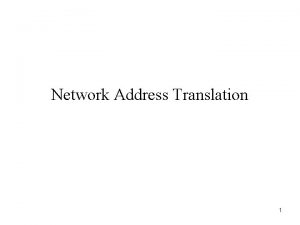 Network Address Translation 1 Network Address Translation NAT