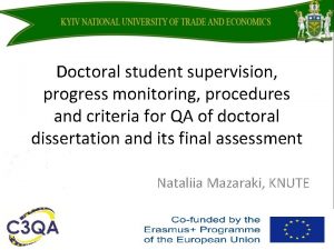 Doctoral student supervision progress monitoring procedures and criteria