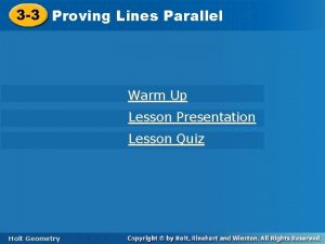 Proving lines parallel assignment