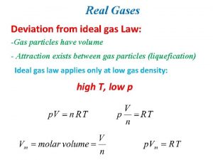 Deviation from ideal gas