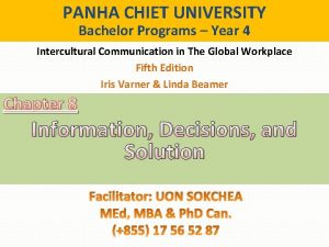 PANHA CHIET UNIVERSITY Bachelor Programs Year 4 Intercultural
