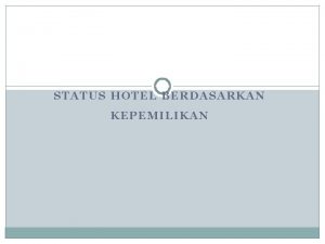 Management contract hotel