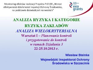 Monitoring efektw realizacji Projektu PL 0100 Wzrost efektywnoci