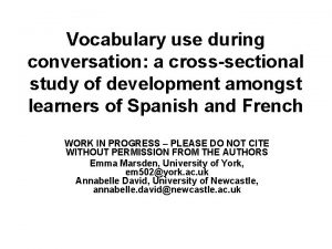 Vocabulary use during conversation a crosssectional study of