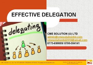 EFFECTIVE DELEGATION CME SOLUTION U LTD admincmesolutionltd com