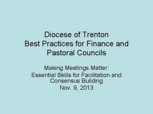 Diocese of Trenton Best Practices for Finance and