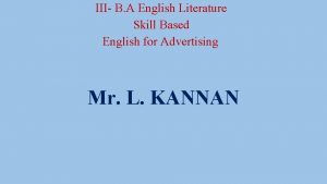 III B A English Literature Skill Based English