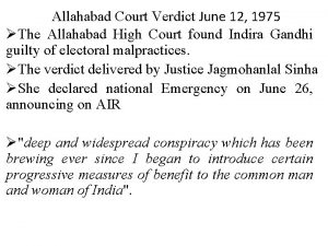 Allahabad Court Verdict June 12 1975 The Allahabad