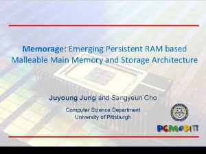 Memorage Emerging Persistent RAM based Malleable Main Memory