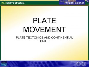 22 1 Earths Structure PLATE MOVEMENT PLATE TECTONICS