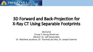 3 D Forward and BackProjection for XRay CT