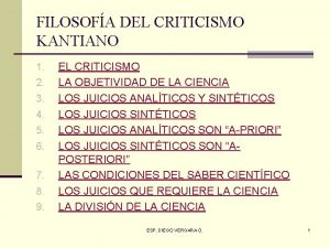 FILOSOFA DEL CRITICISMO KANTIANO 1 2 3 4