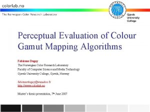 Perceptual Evaluation of Colour Gamut Mapping Algorithms Fabienne