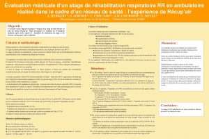 valuation mdicale dun stage de rhabilitation respiratoire RR