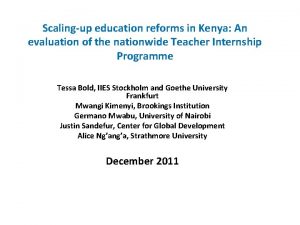 Scalingup education reforms in Kenya An evaluation of