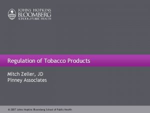 Regulation of Tobacco Products Mitch Zeller JD Pinney